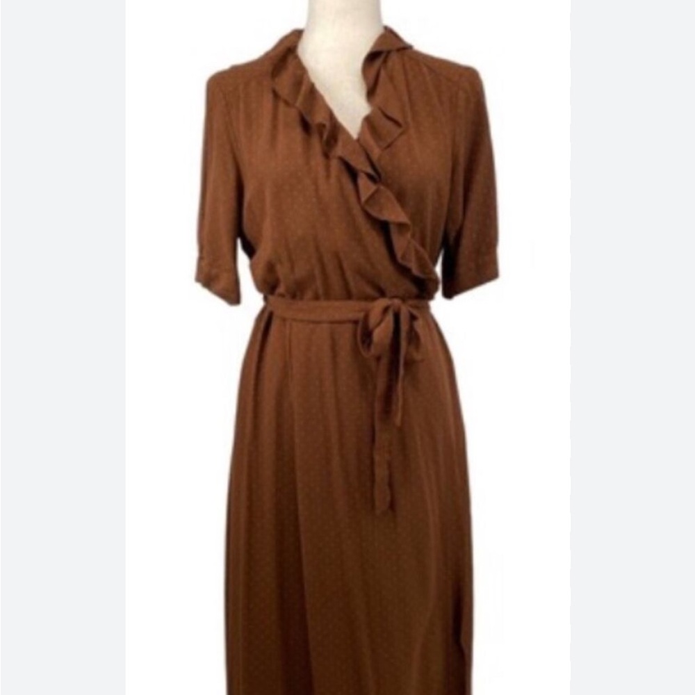 Brown dot wrap dress